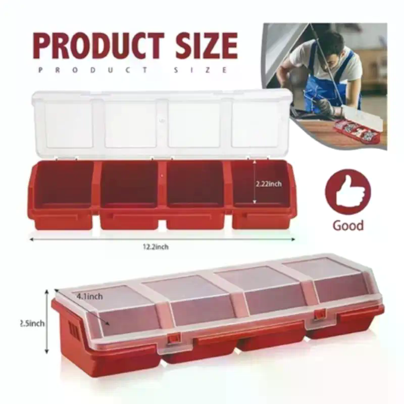 Workshop Tools Box - Kotak Organizer Sekrup Plastik 4 Kompartemen