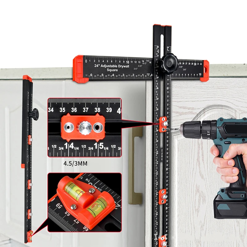 Dowel Jig Kit - Penggaris pemosisian bor 2 in 1,
