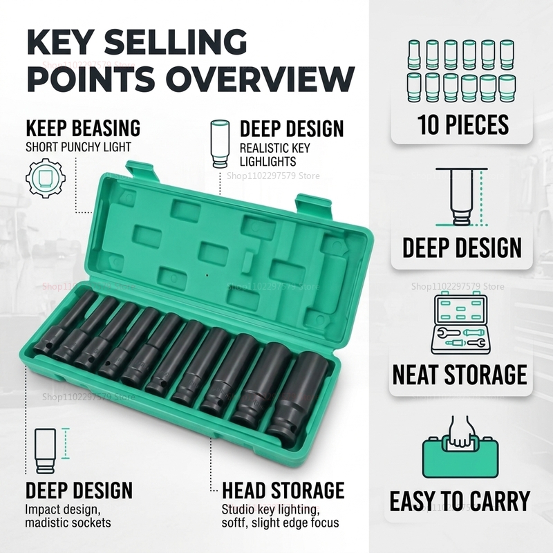 10pcs Set Kunci Soket 8-24mm A - Workshop Electric Tools ulasan dan harga