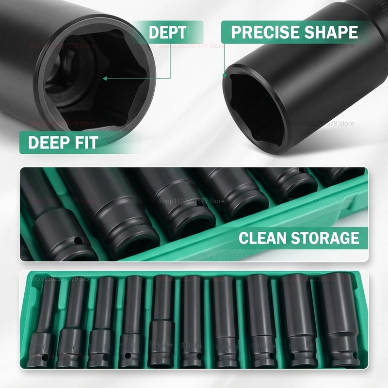 10pcs Set Kunci Soket 8-24mm A - Workshop Electric Tools ulasan dan harga